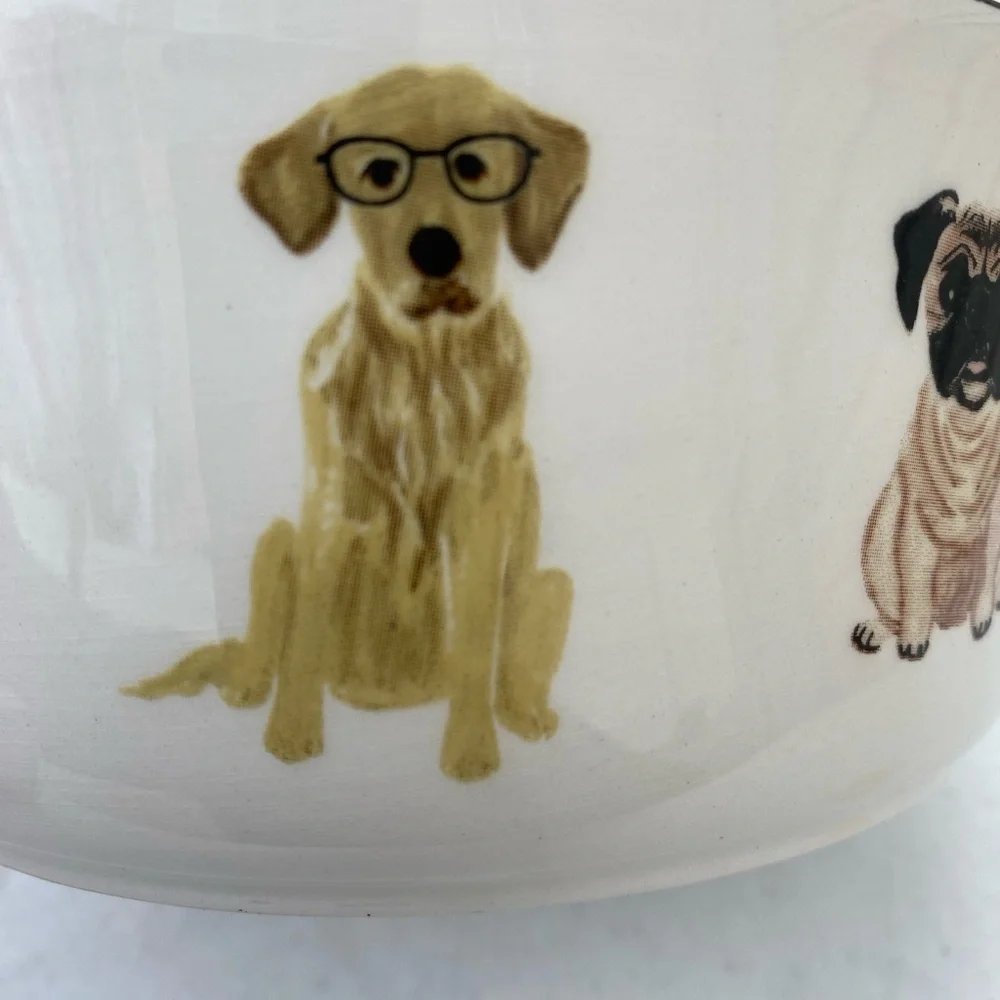Dog Bowl with Cute Dog Illustrations